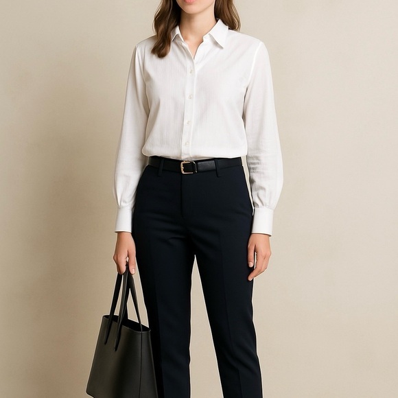 Sundance Tops - Sundance Size Large Petite White Ribbed Long Sleeve Button Down Shirt